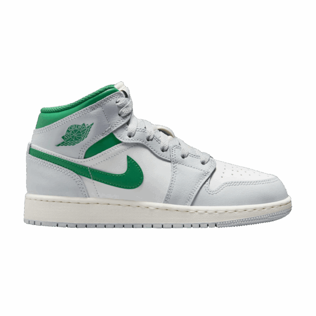 Jordan 1 Mid White Pure Platinum Pine Green (GS)
