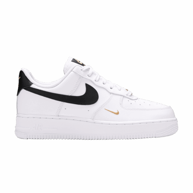 Nike Air Force 1 Low '07 Essential White Black Gold Mini Swoosh (Women's)