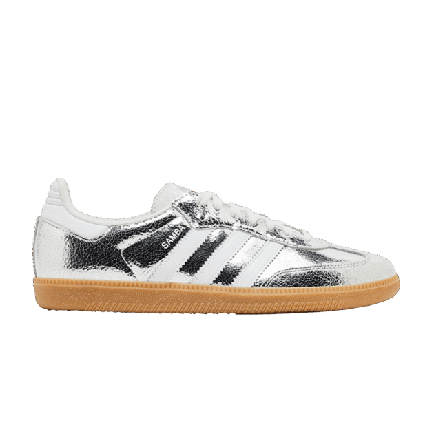 adidas Samba OG Silver Metallic Cracked Leather (Women's)